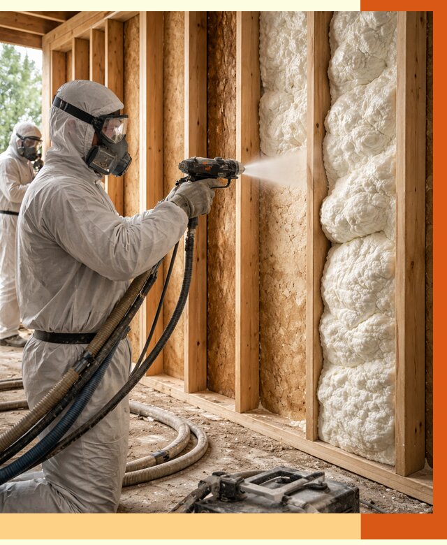 Утепление каркасного дома ППУ в Нальчике от 2902 руб./м2 — работа под ключ | ТепломастерНль