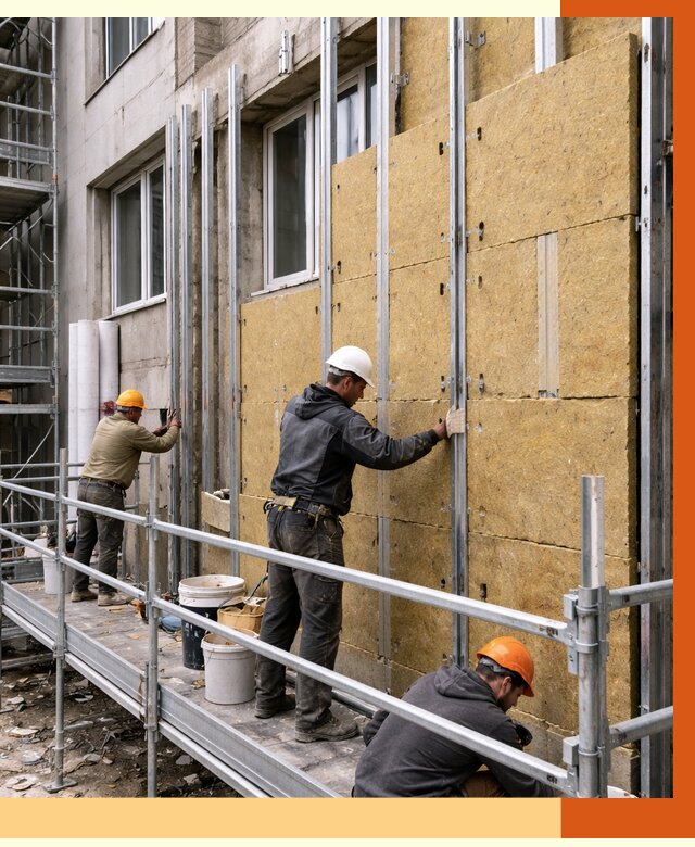 Утепление вентилируемого фасада в Нальчике от 5803 руб/м2 — монтаж и утепление вентфасад | ТепломастерНль