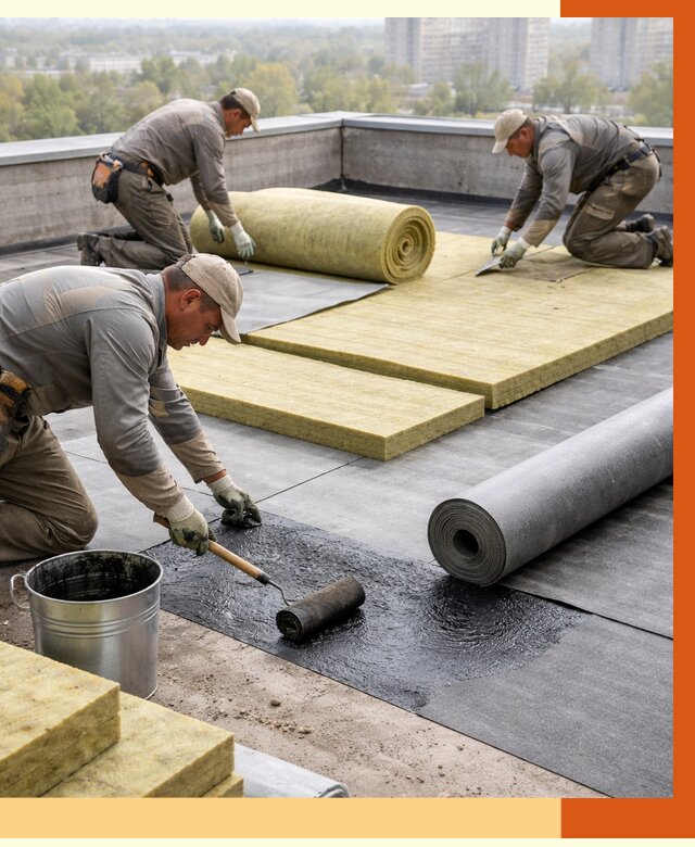 Утепление плоской крыши в Нальчике от 7461 руб./м2 под ключ | ТепломастерНль