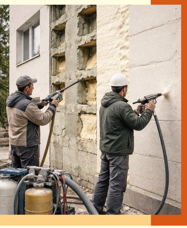 Заполнение пустот фасада в Нальчике от 4663 руб. — утепление пустот облицовки | ТепломастерНль