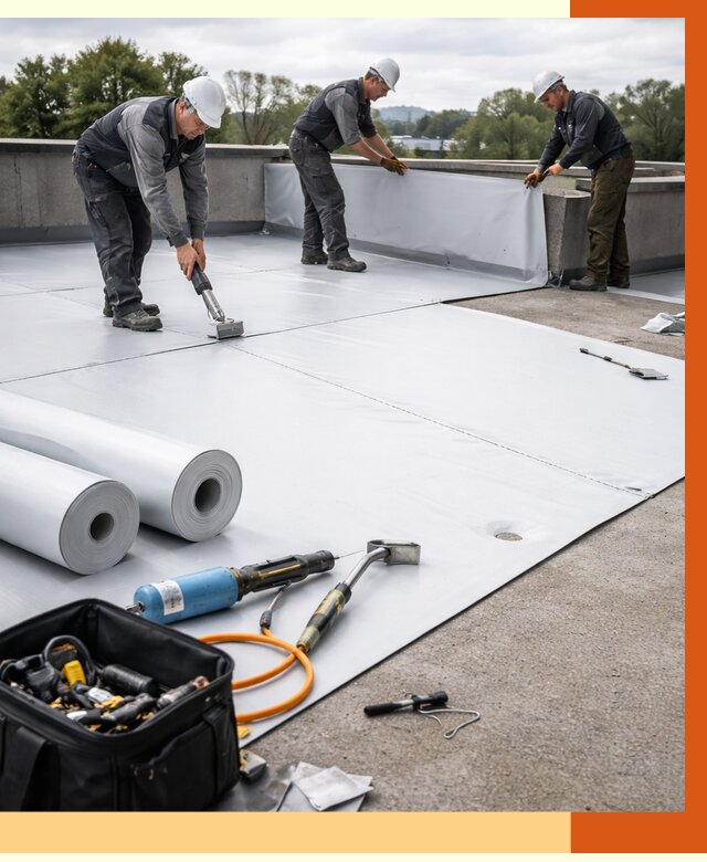 Гидроизоляция мембранной кровли в Нальчике от 7772 руб./м² — профессионально | ТепломастерНль